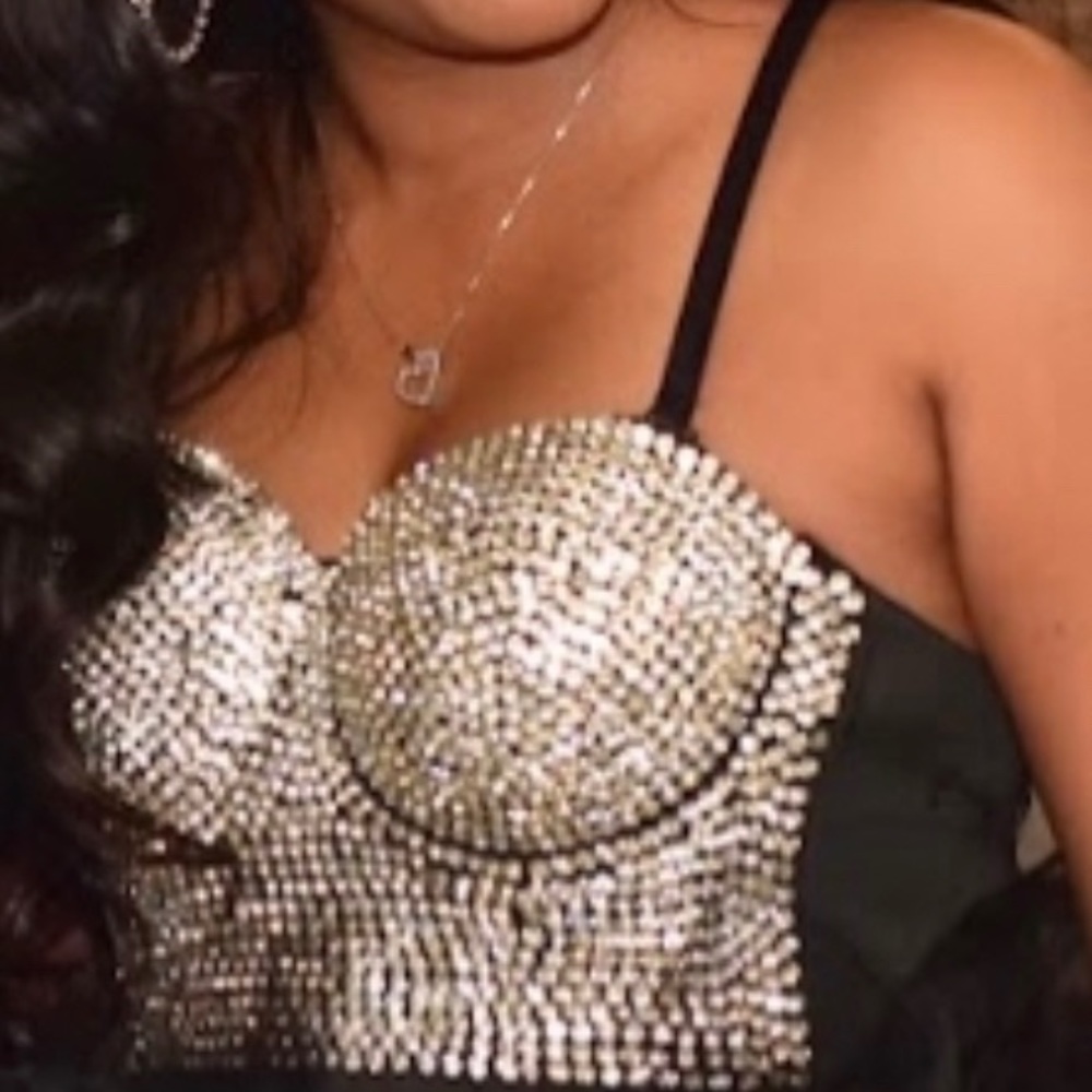 Rhinestone bustier top.